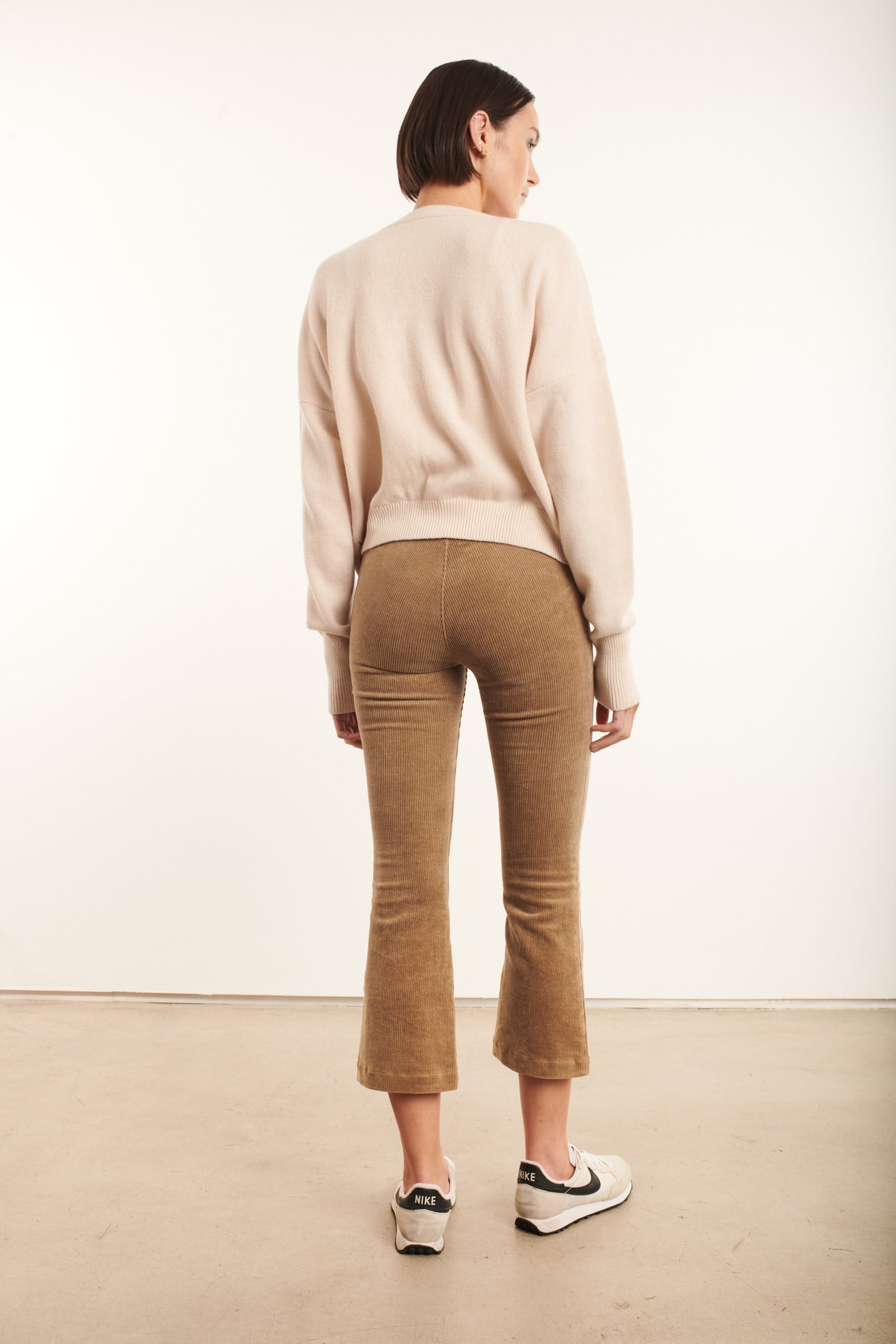 Sand Corduroy Crop Flare Pants