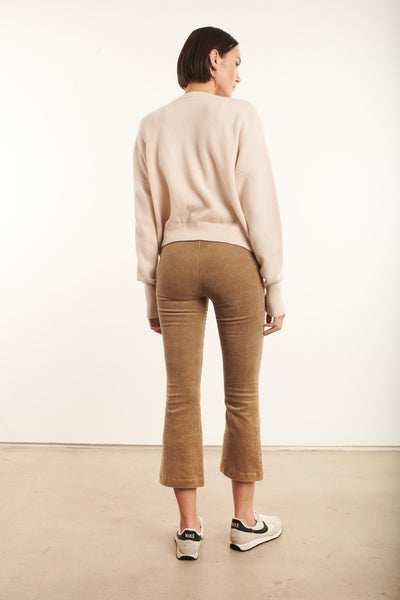 Sand Corduroy Crop Flare Pants