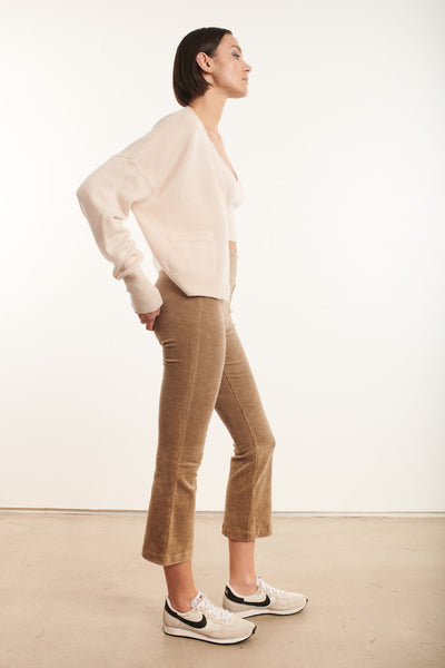 Sand Corduroy Crop Flare Pants