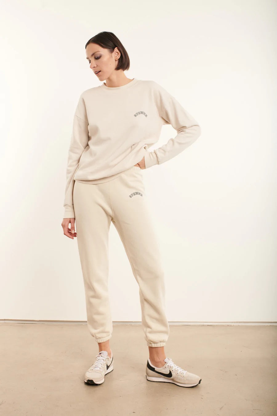 Vintage White College Logo Sweatpants