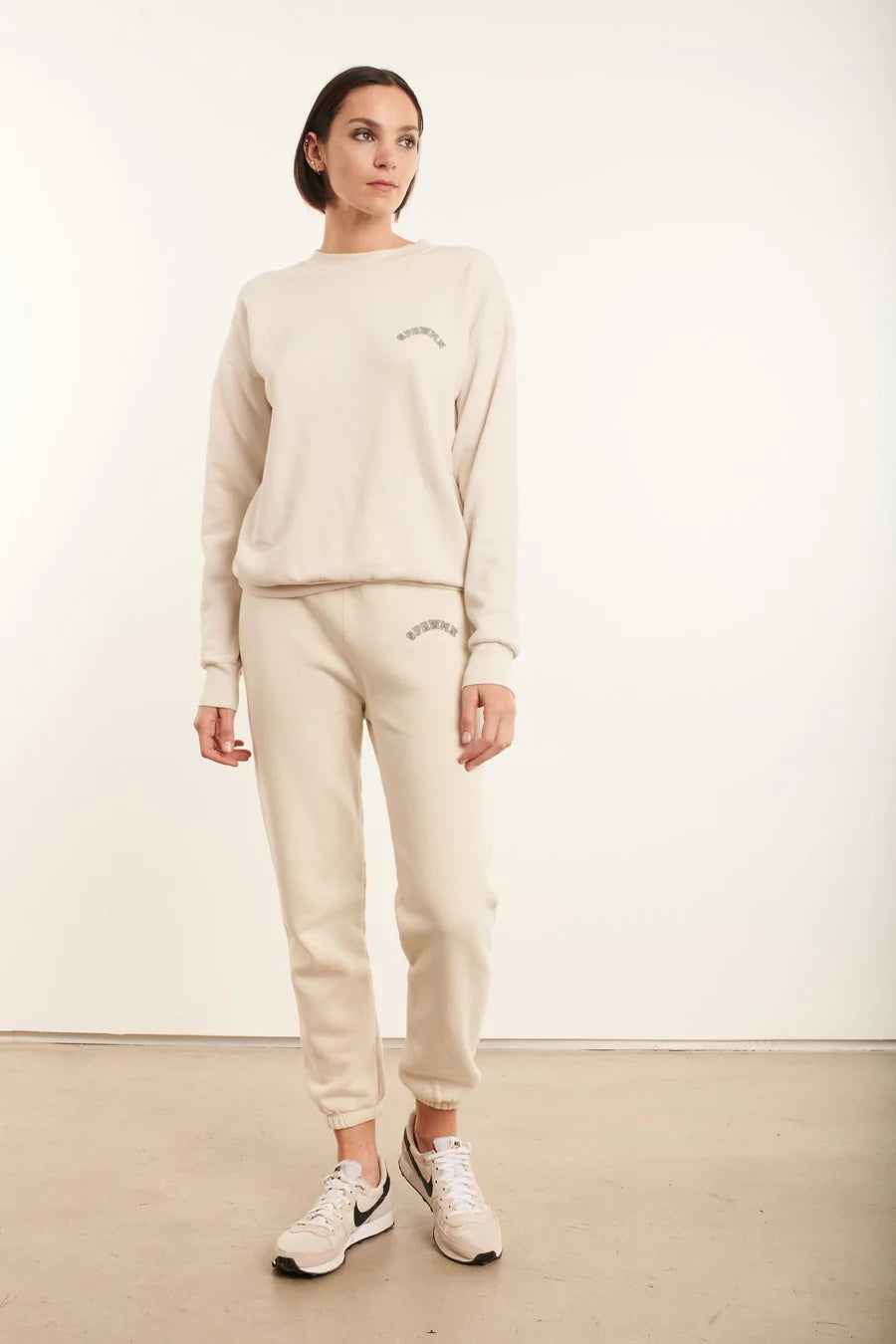 Vintage White College Logo Sweatpants
