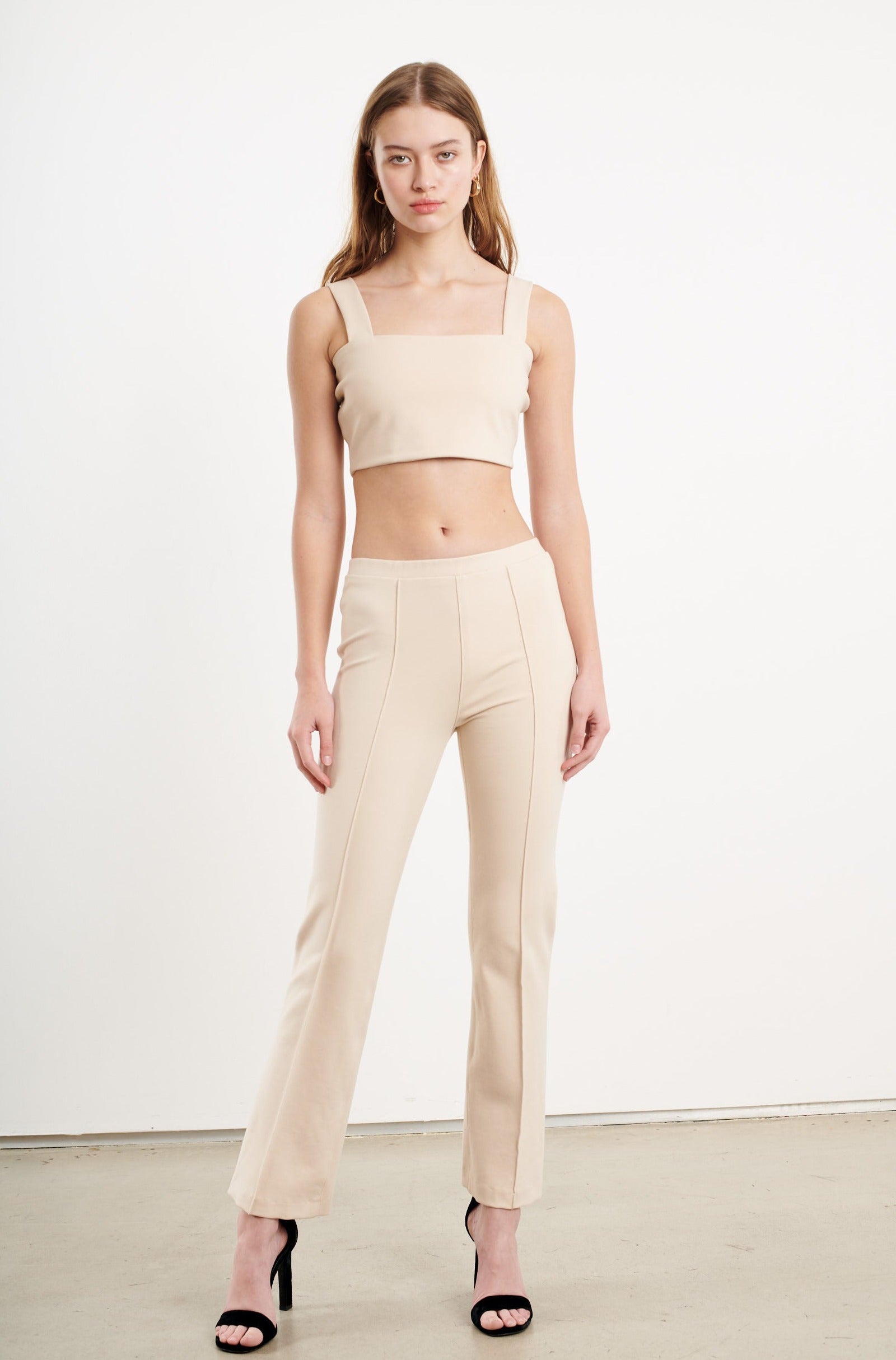 Cream Micro Tube Top With Straps