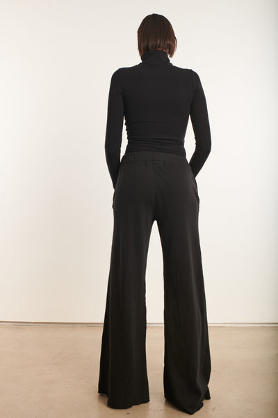 Black Knit Wide Leg Pants