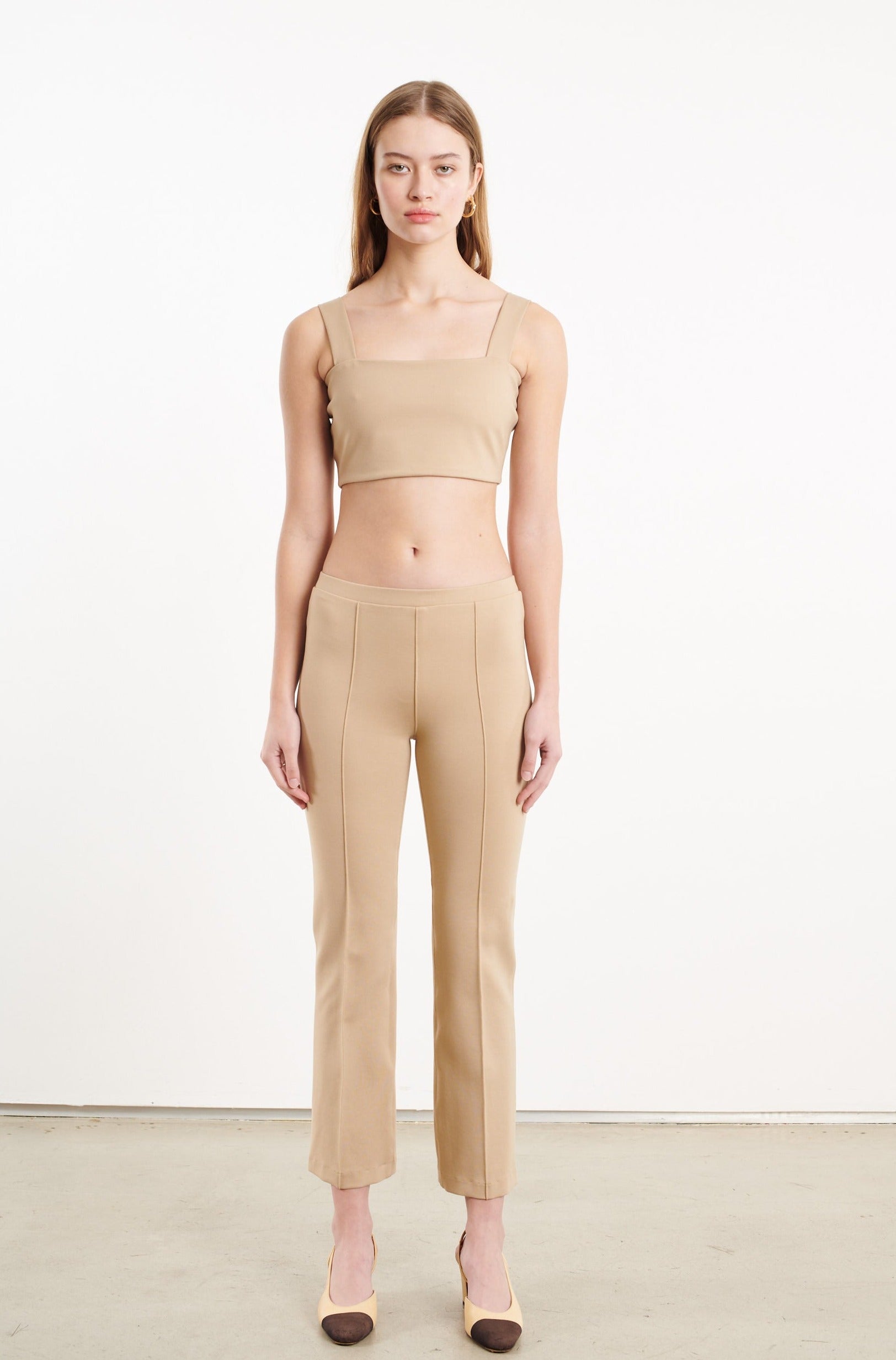 Khaki Micro Tube Top With Straps