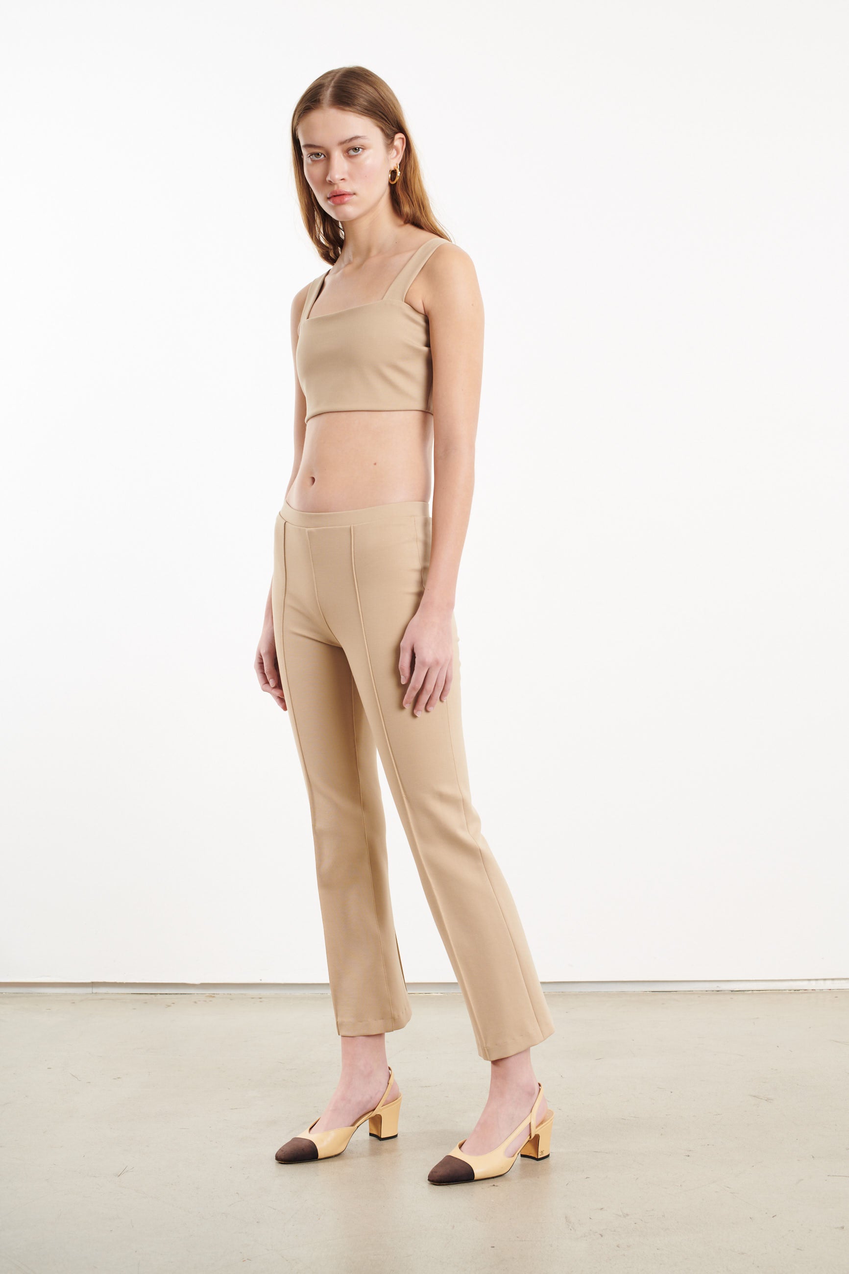 Khaki Micro Tube Top With Straps