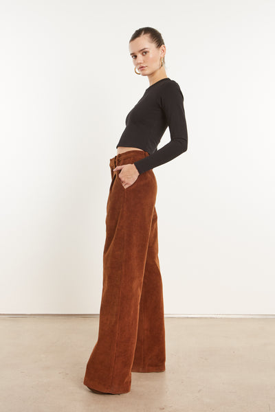 Dark Cognac Corduroy Trousers