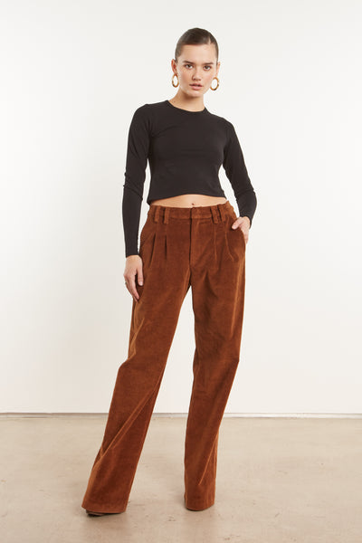 Dark Cognac Corduroy Trousers
