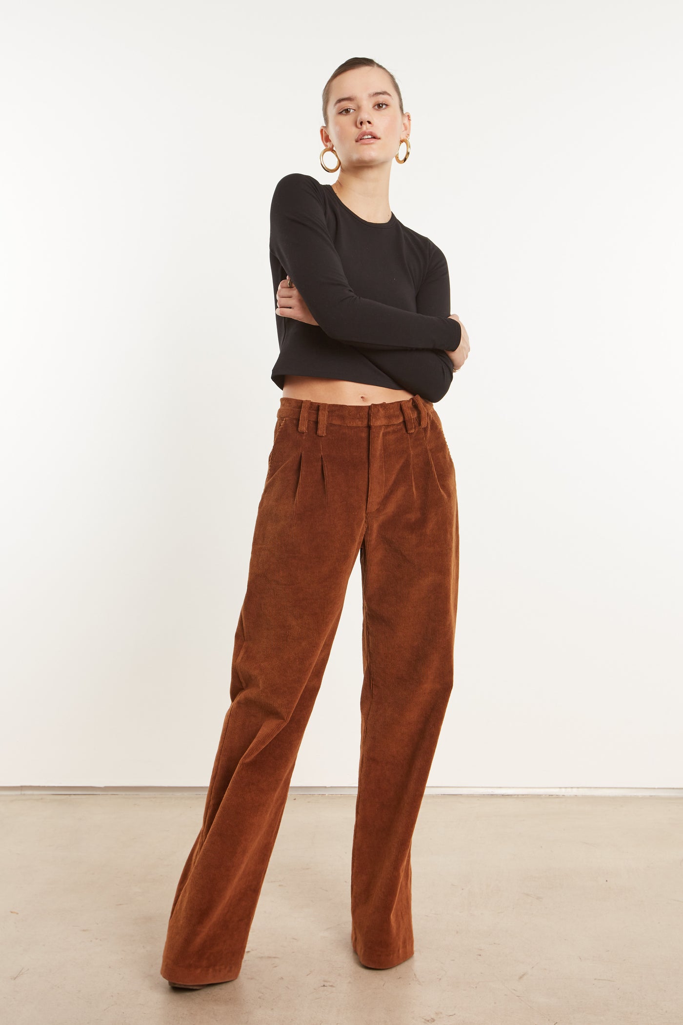 Dark Cognac Corduroy Trousers