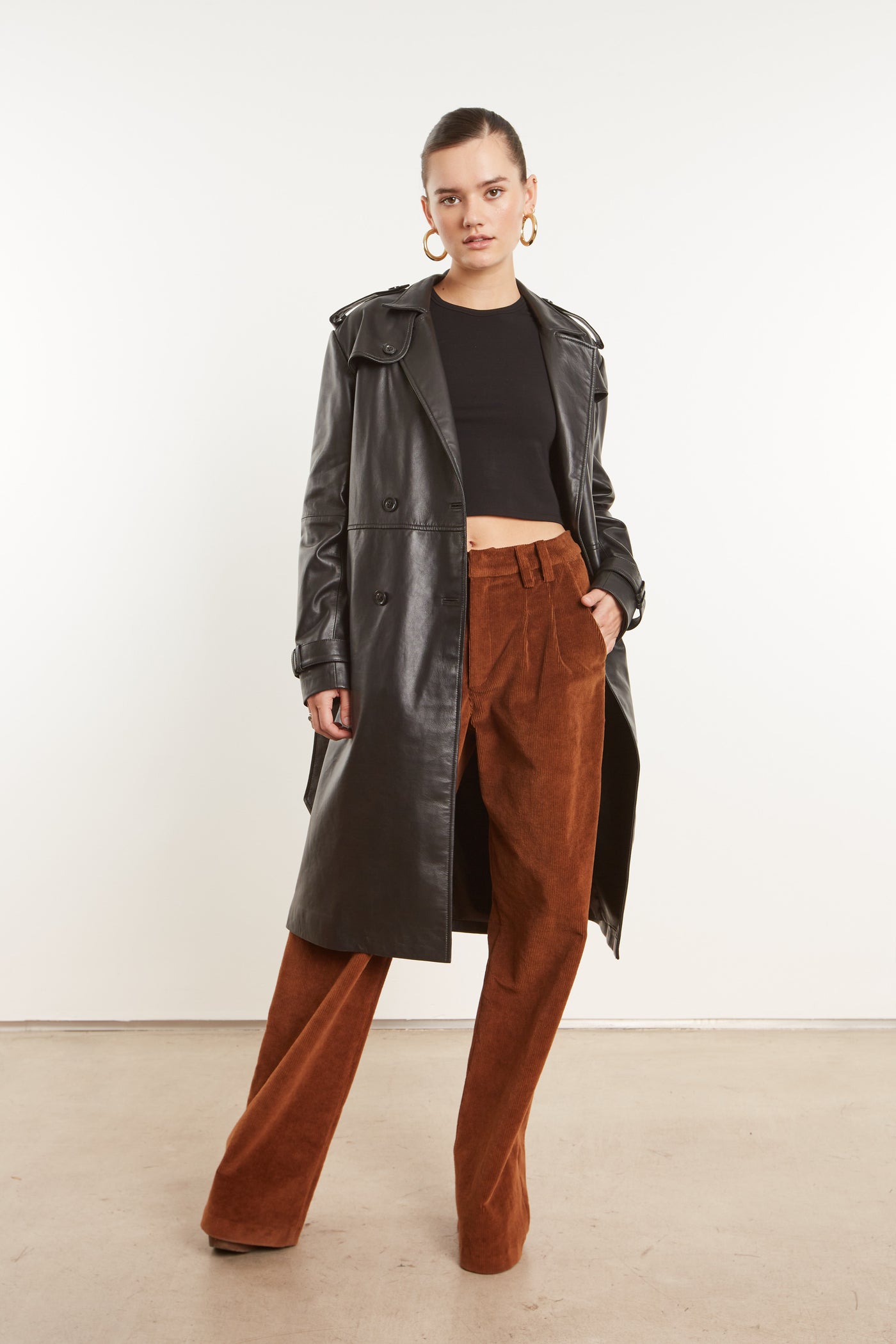 Dark Cognac Corduroy Trousers