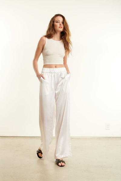 White Thin Rib Cropped Muscle Tank Top
