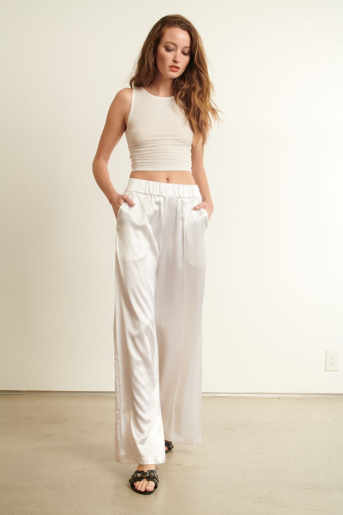 White Thin Rib Cropped Muscle Tank Top