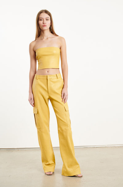Limoncello Leather Baggy Cargo Pants