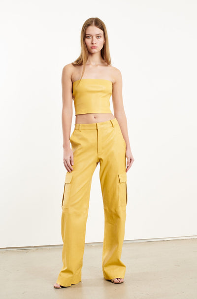 Limoncello Leather Micro Tube Top