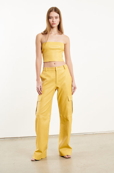 Limoncello Leather Baggy Cargo Pants