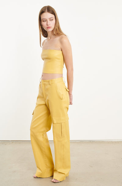 Limoncello Leather Micro Tube Top