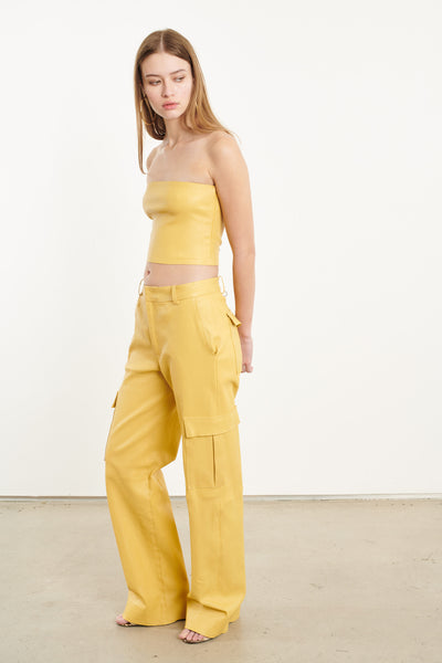 Limoncello Leather Baggy Cargo Pants