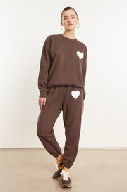 Dark Chocolate Cotton Heart Sweatpants