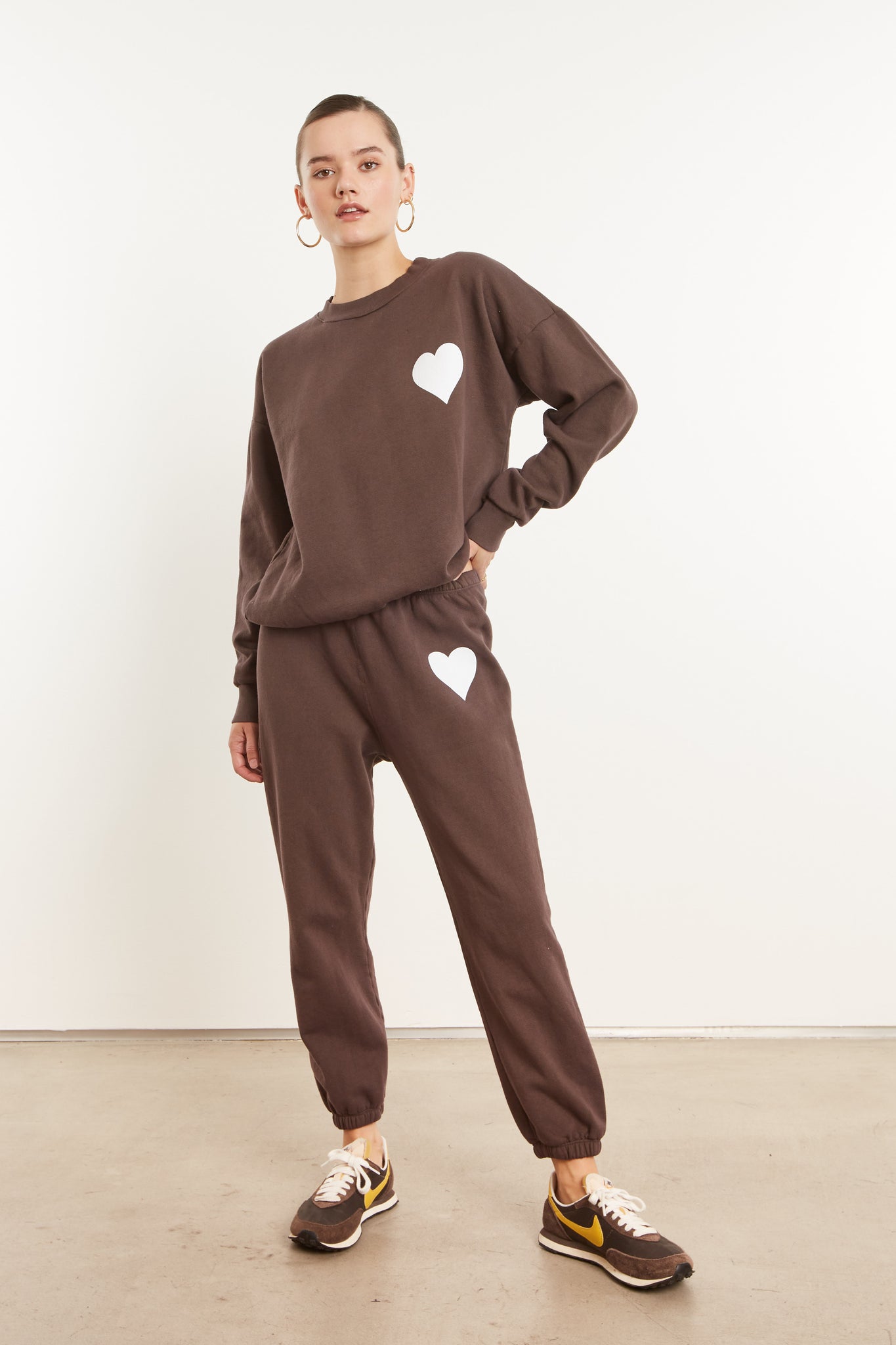 Dark Chocolate Cotton Heart Sweatpants
