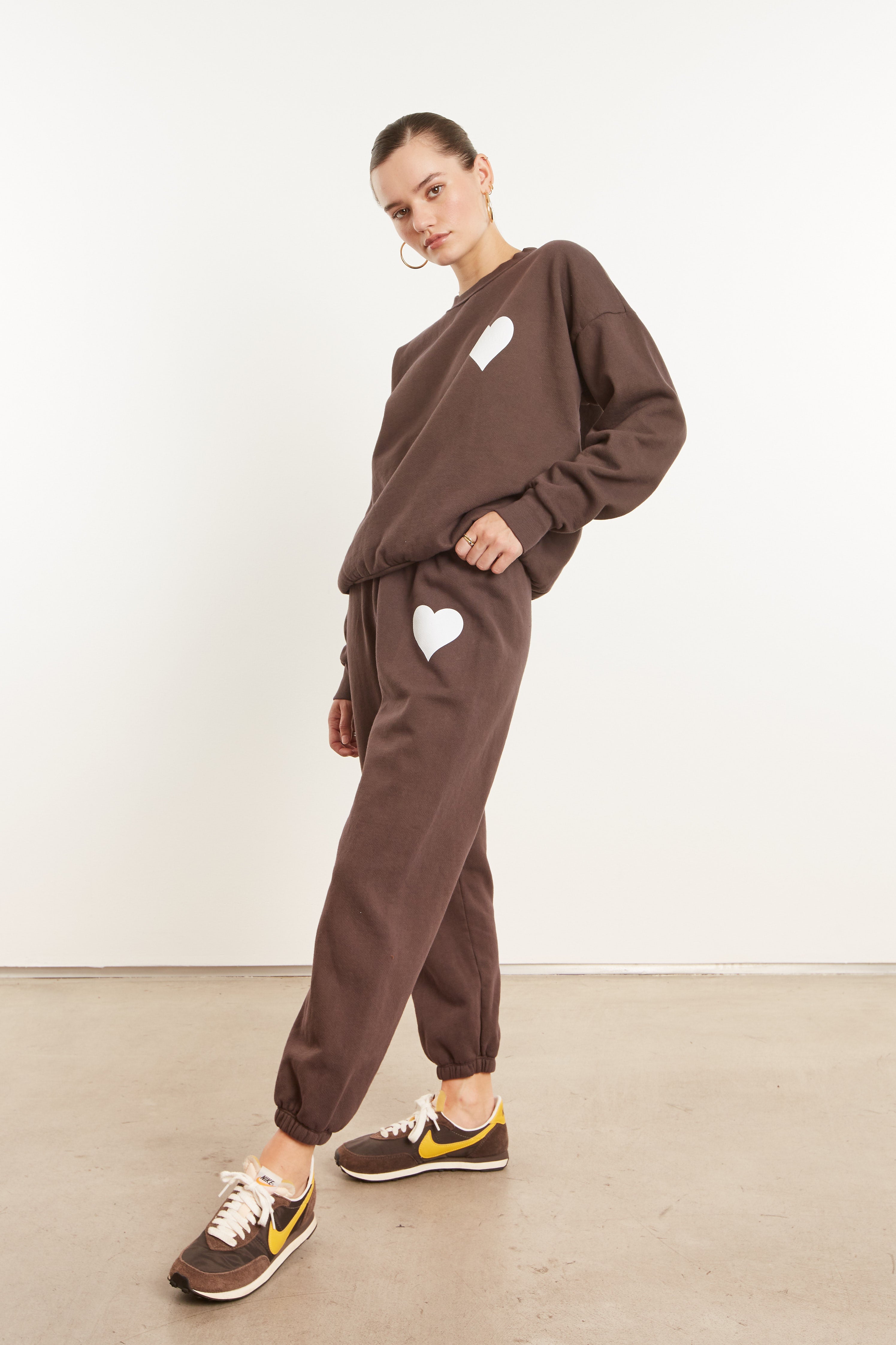 Dark Chocolate Cotton Heart Sweatpants