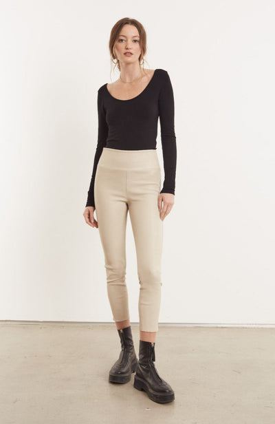 Off White Leather Crop Legging