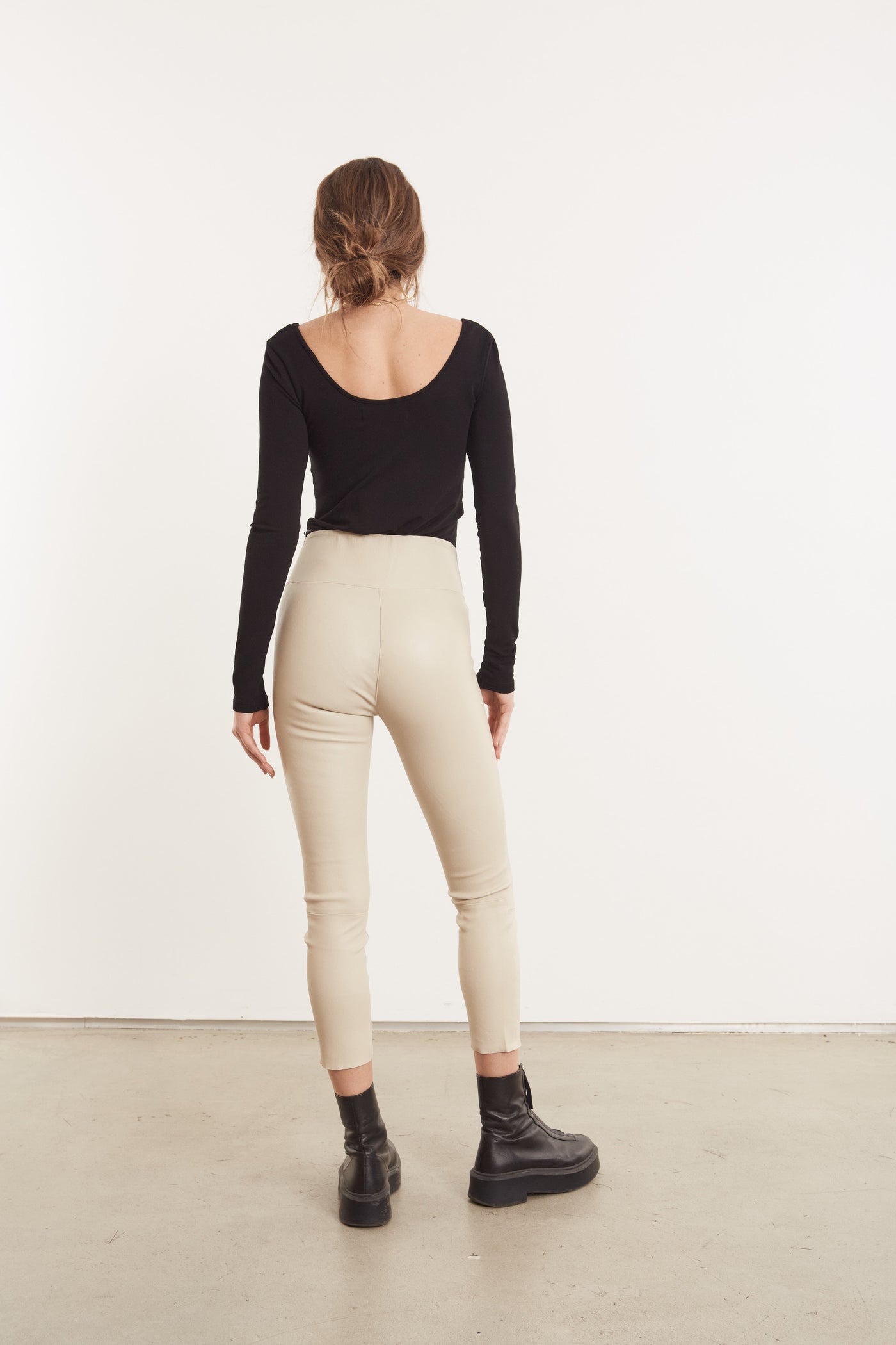Off White Leather Crop Legging