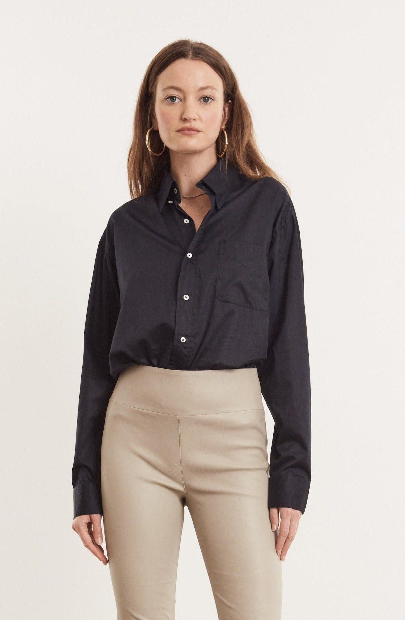 Black Cotton Oversized Poplin Shirt
