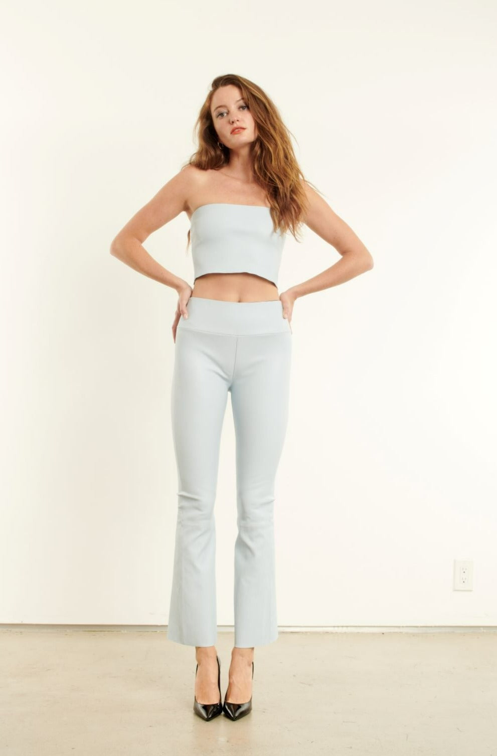 Celeste Leather Ankle Flare Leggings