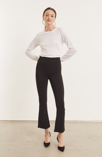 Black Crepe Ankle Flare Leggings