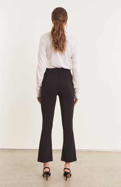 Black Crepe Ankle Flare Leggings