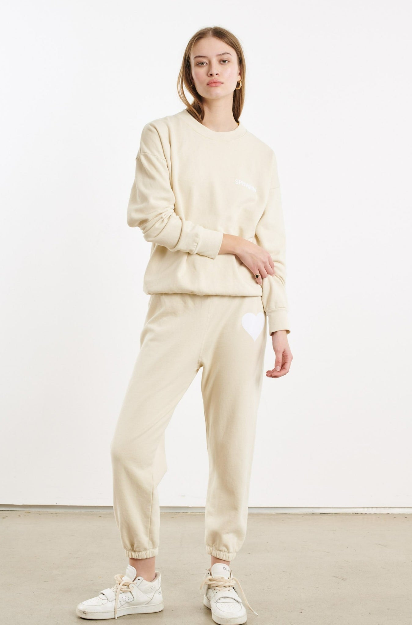 Cream Cotton Logo Sweatshirt