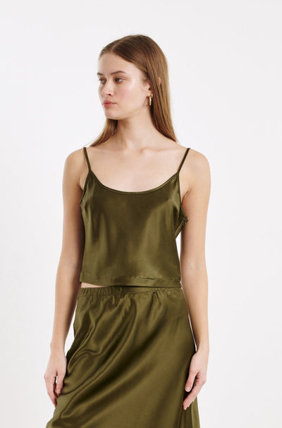 Moss Silk Cropped Scoop Neck Cami