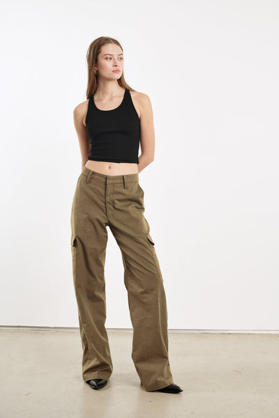 Moss Cotton Cargo Pants
