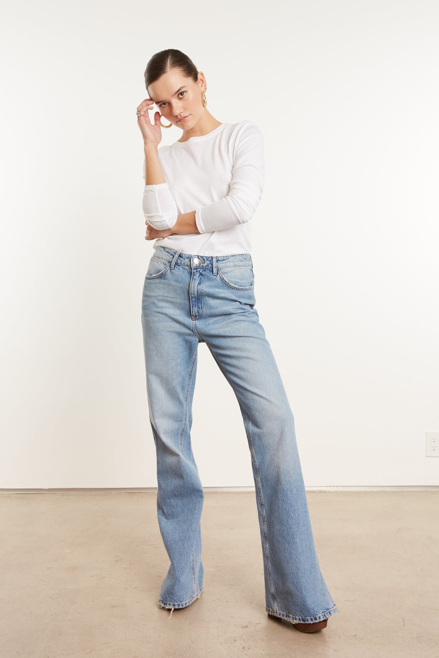 Victoria Loose Straight Denim with Slit