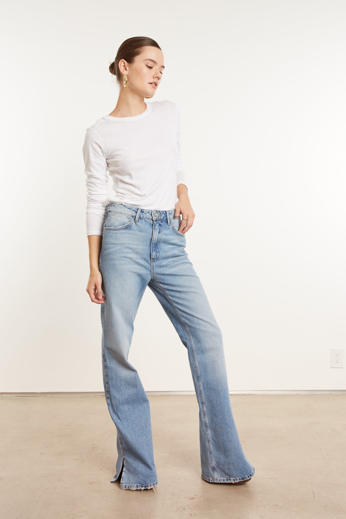 Victoria Loose Straight Denim with Slit