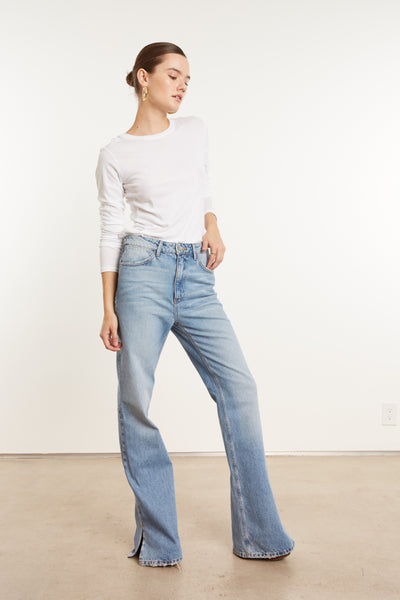 Victoria Loose Straight Denim with Slit