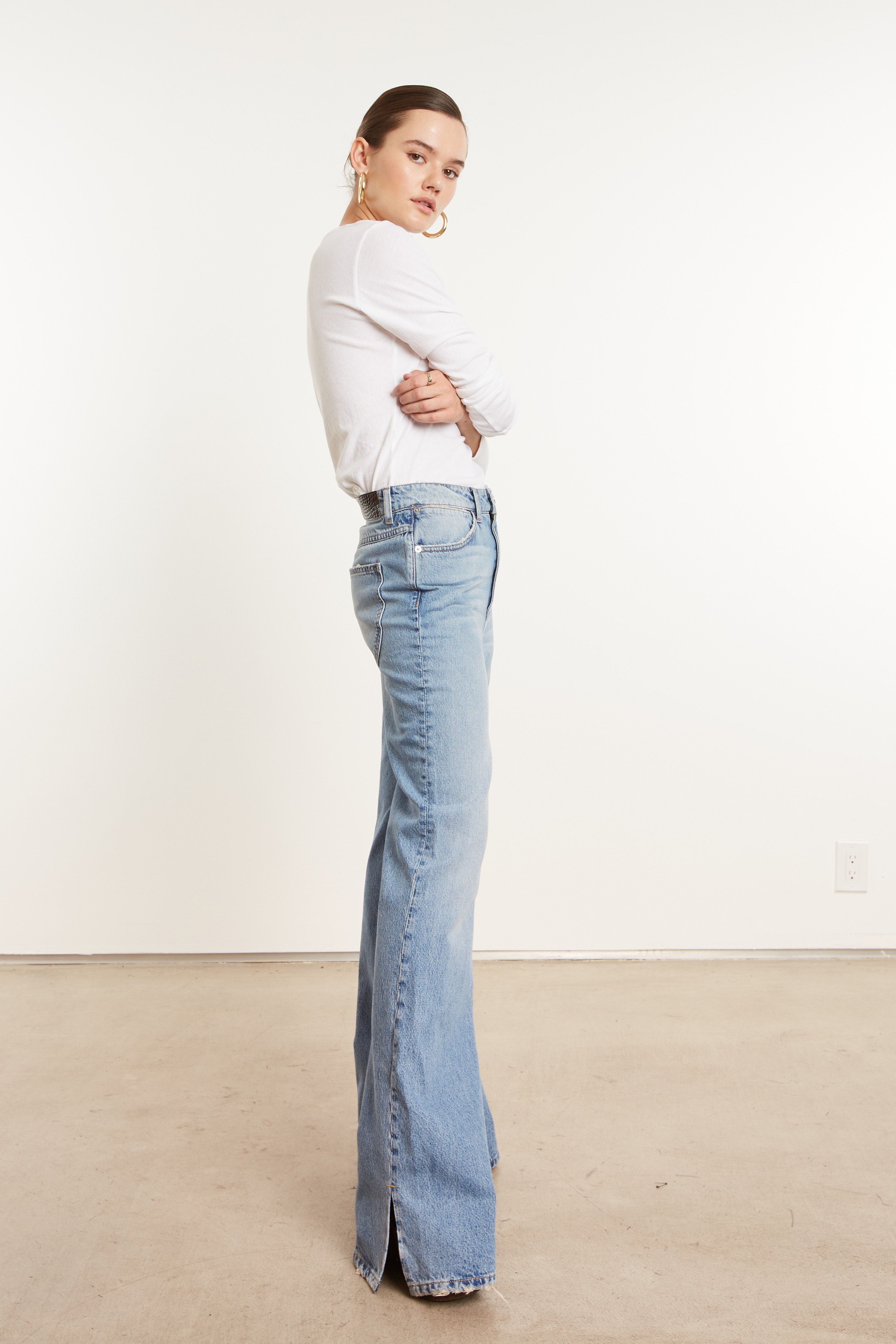 Victoria Loose Straight Denim with Slit