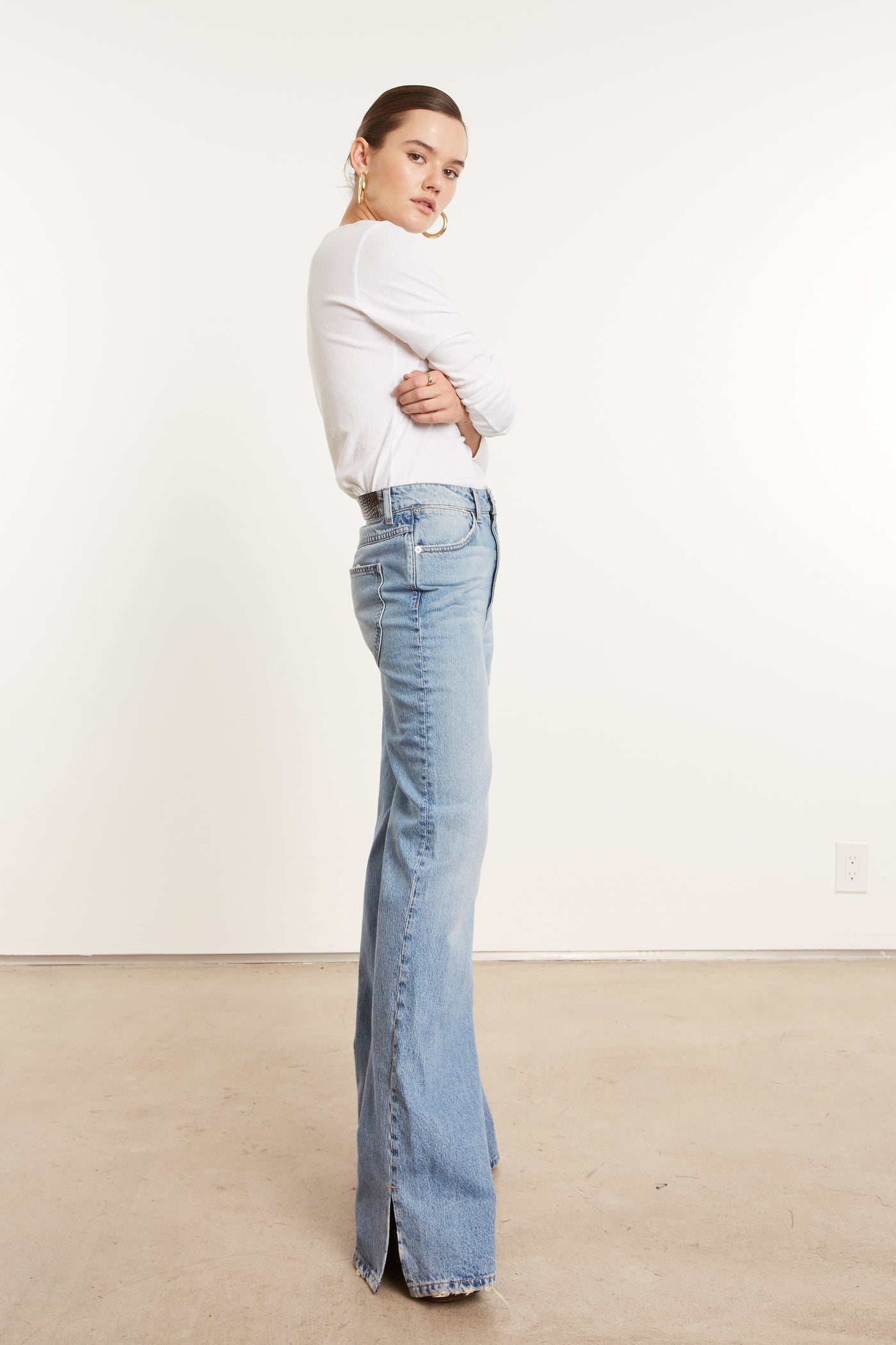 Victoria Loose Straight Denim with Slit