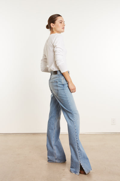 Victoria Loose Straight Denim with Slit