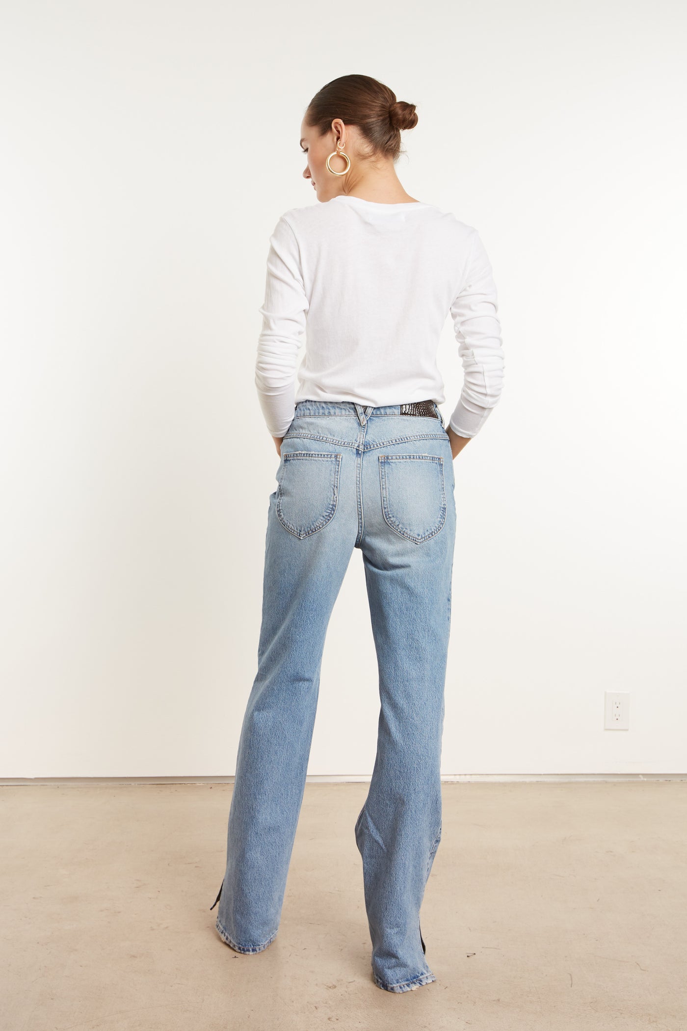 Victoria Loose Straight Denim with Slit