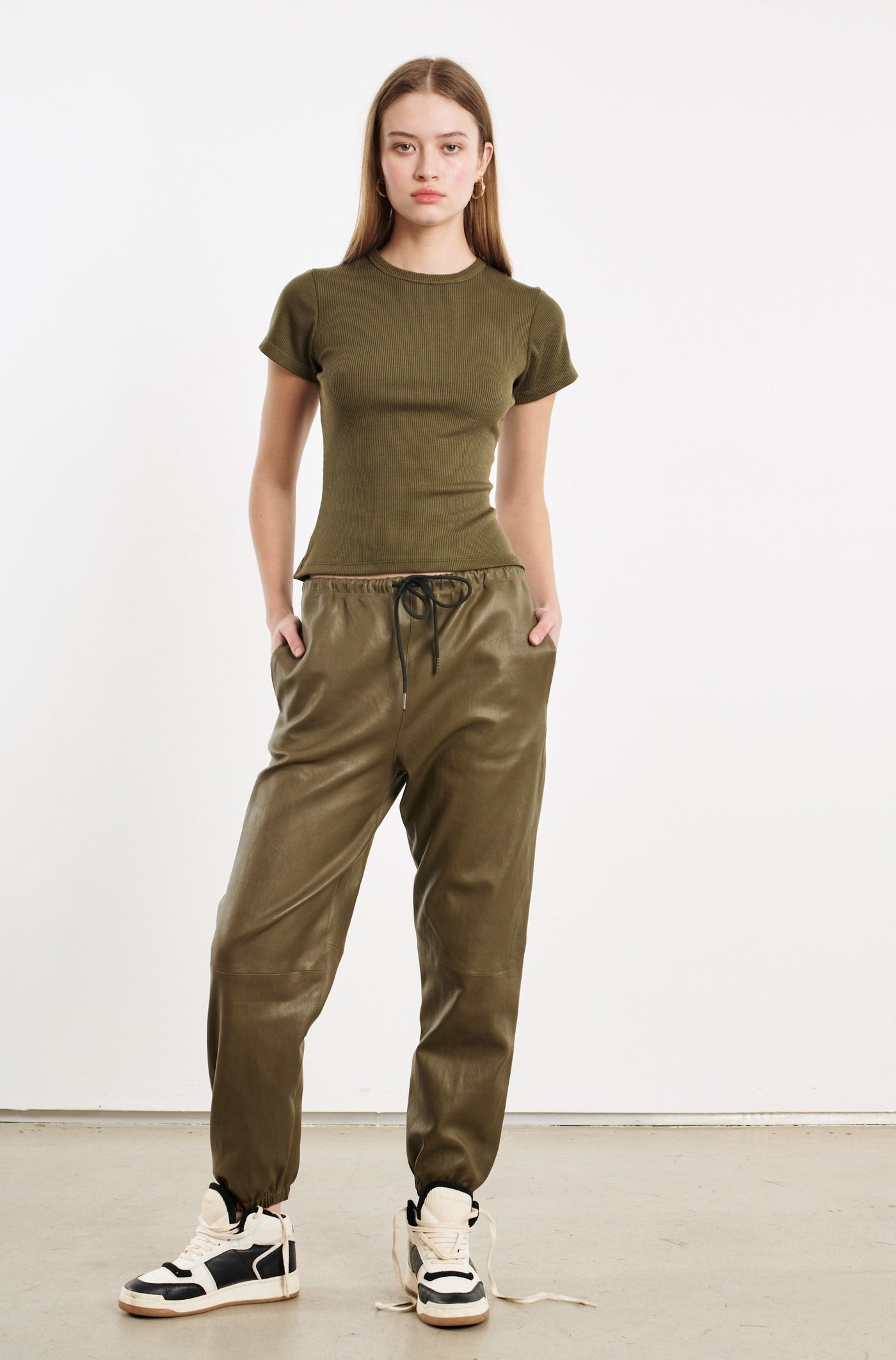 Moss Leather Drawstring Sweatpants