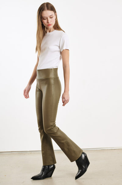 Moss Leather Ankle Flare Leggings
