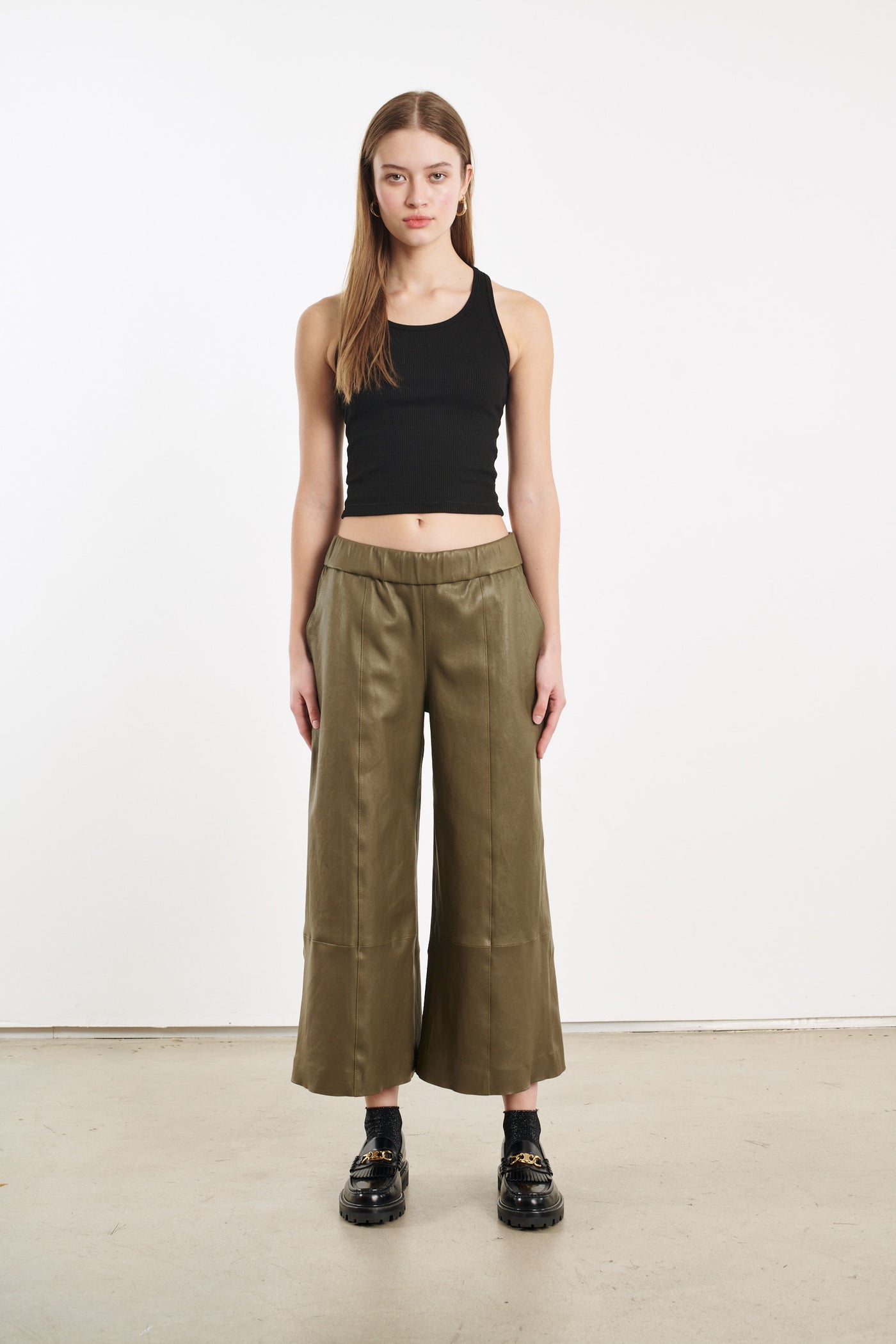 Moss Leather Culotte Pants