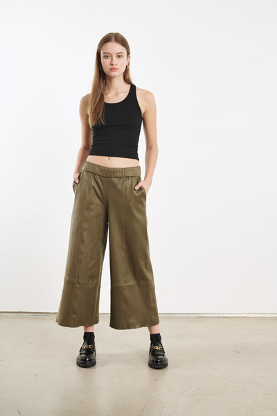 Moss Leather Culotte Pants