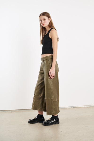 Moss Leather Culotte Pants