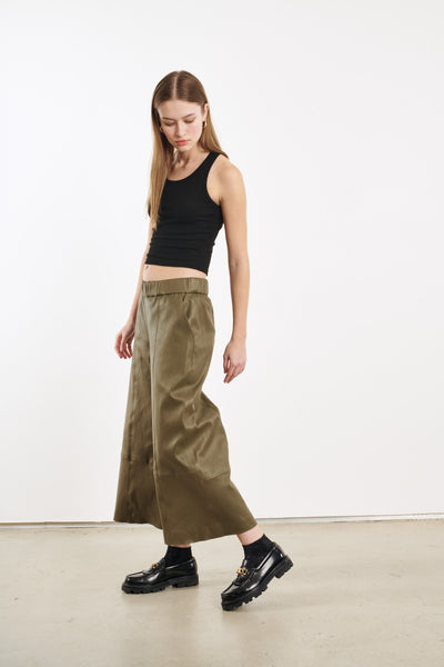 Moss Leather Culotte Pants