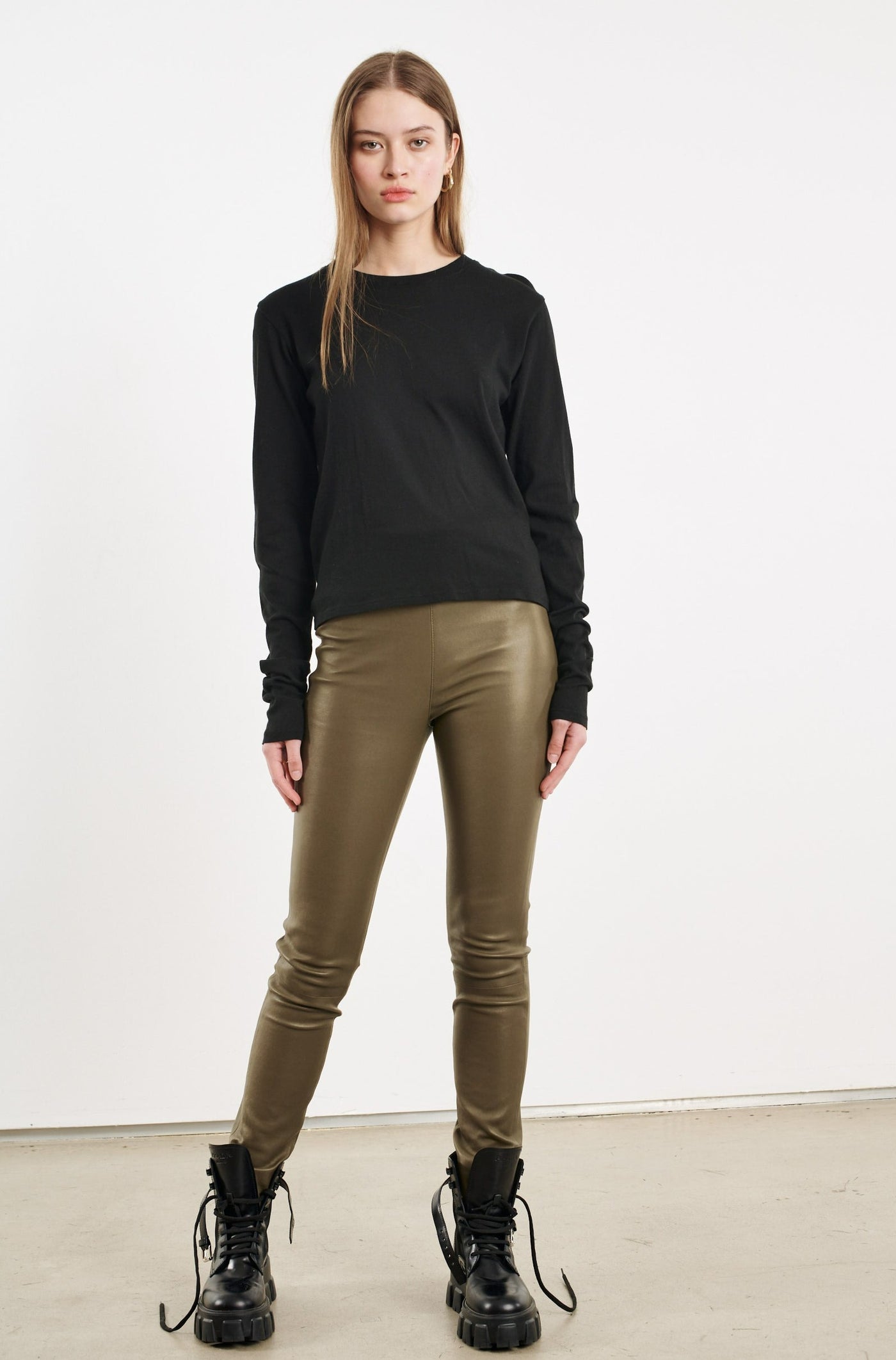 Moss Leather Ankle Leggings