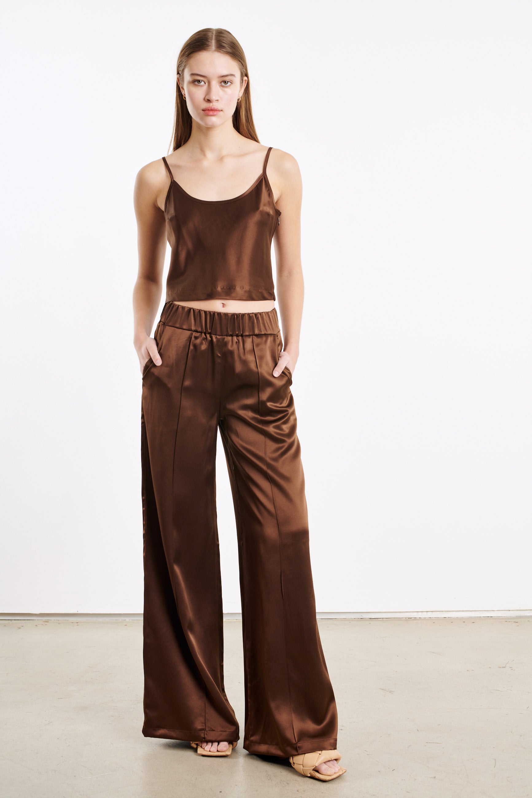 Dark Chocolate Silk Cropped Cami