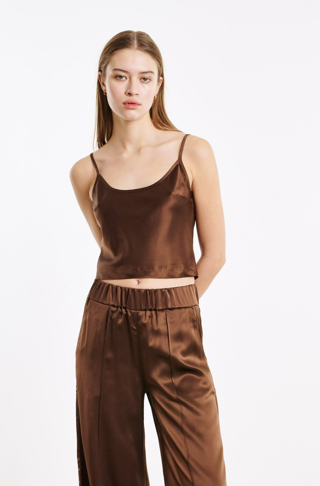 Dark Chocolate Silk Cropped Cami