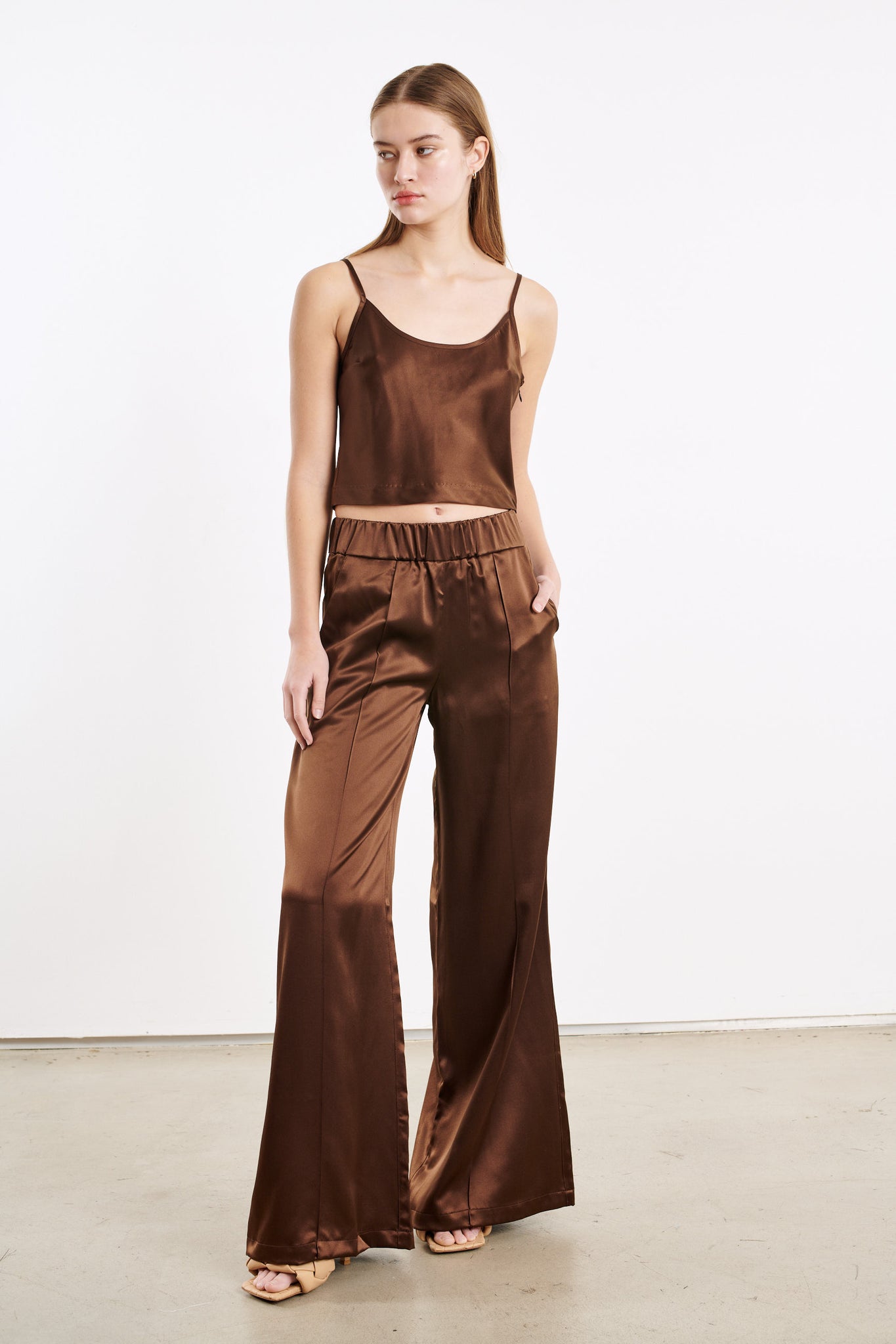 Dark Chocolate Silk Cropped Cami
