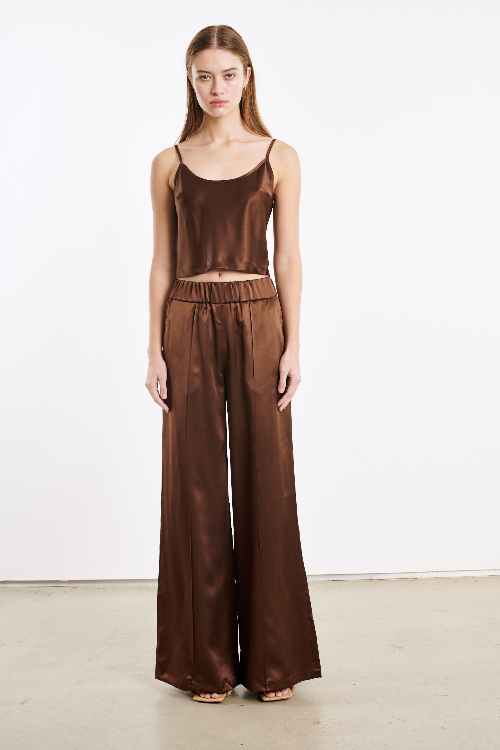 Dark Chocolate Silk Cropped Cami